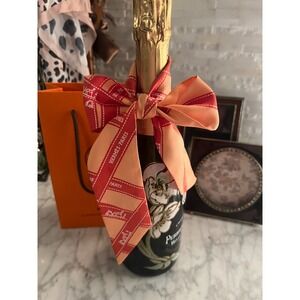 Hermes Bolduc Twilly Silk Scarf Iconic Orange Ribbon Print Authentic Made France